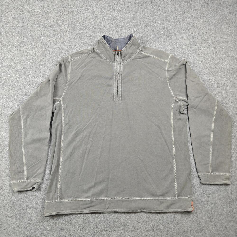 Tommy Bahama Sweatshirt Mens XL Gray 1/4 Zip Pullover Stretch Island Crafted